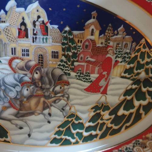 House of Faberge 1991 grote ovalen kerstschaal in uitstekende shops conditie