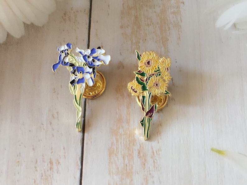 Iris & Sunflower enamel pin badge display funny kawaii hard Enamel Pin set for Backpacks Jeans cute collar pin hat pins cute birthday gift 