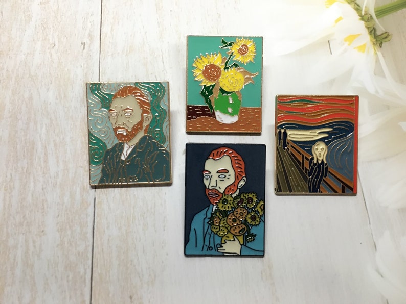 Abstract Oil Painting Van Gogh Sunflower Enamel Pin Badge Brooch fashion lapel pin funny cute Enamel Pins for Backpacks Jean gift for her 