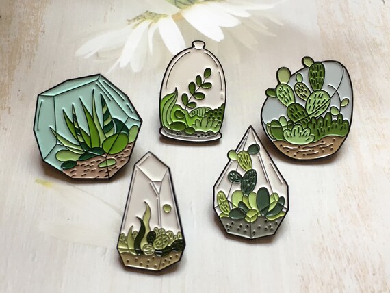 Enclosed Succulent Potted Plants Enamel Pin Plant Pins Badge Brooch fashion lapel pin funny cute Enamel Pins for Backpacks Jean gift for her