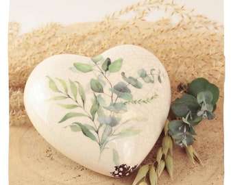 Keramik Tierurne "Heart with Leaves"