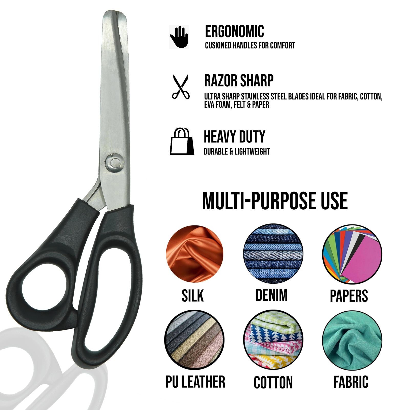 Pinking Shears for Fabric Ultra Sharp Stainless Steel Handled