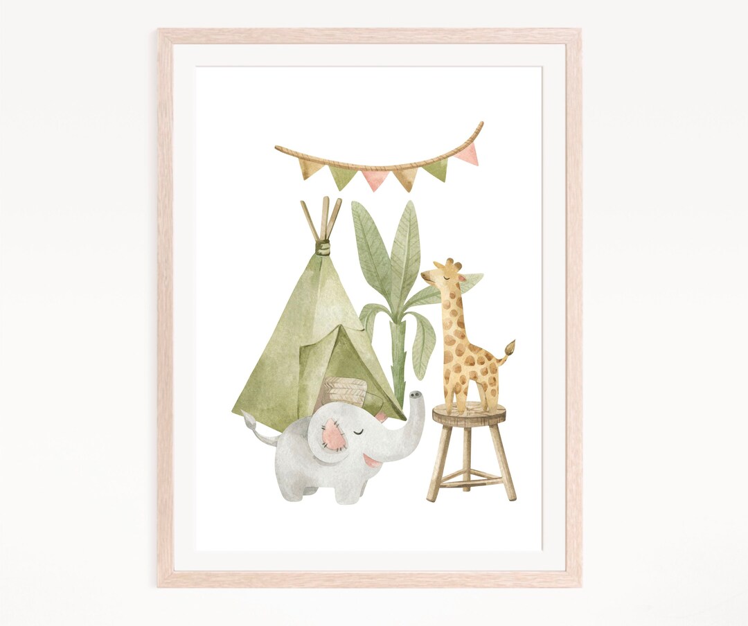 Giraffe Elephant Nursery Digital Download Print 060 Nursery Etsy