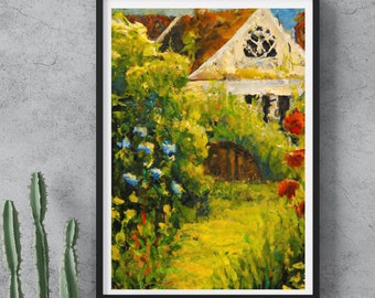 Cottage Art Print | Wildflower print - Set of 2 Digital Oil Painting Artwork | Fine Art Prints | Instant Download | Home Decor