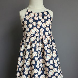 Baseball dress, navy baseball dress, blue baseball dress, game day outfit, girl's size 5, 5T