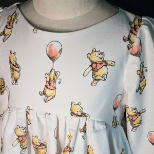 Flannel Pooh Dress, Winnie the pooh dress, Winnie the pooh, pooh dress, wtp dress, red balloon, pooh, long sleeve pooh dress, flannel dress