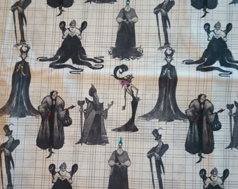 Disney Villains fabric, Disney fabric, Villains, cotton fabric, fabric by the yard, quilting fabric