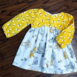 Winnie the pooh dress, winnie the pooh, Bee dress, pooh dress, wtp dress, togetherish, pooh, girl's pooh dress, long sleeve pooh dress