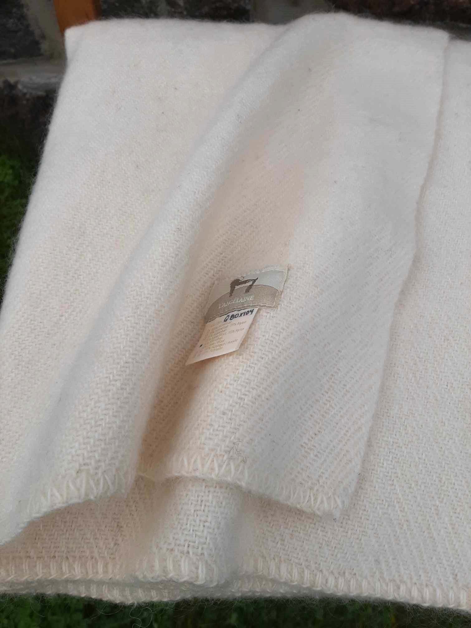 Vintage 1980s Kid Mohair and Wool Blanket L'angélaine Québec, Canada 95