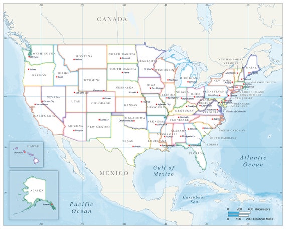 Digital Political Map Of The United States Of America Etsy Il 570xN.3867768568 45xe 