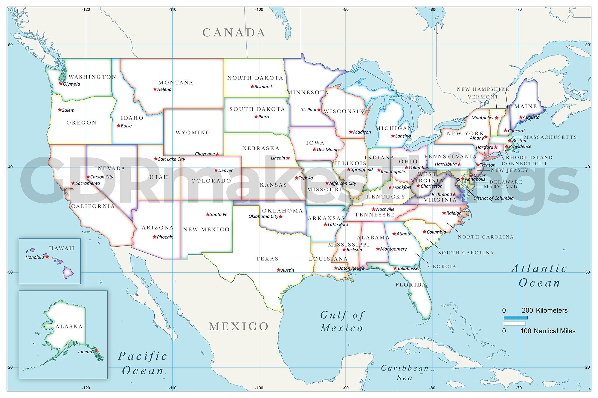 Digital Political Map Of The United States Of America Including All 50 Il Fullxfull.3889461478 Hiyc