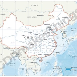Carte numérique de la Chine et des provinces de la République populaire de Chine à télécharger | Carte haute résolution pour impression automatique