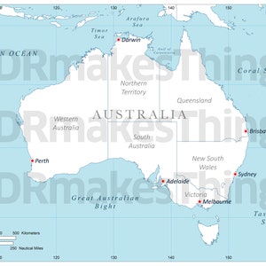 Mapa digital de Australia para descargar / Mapa de alta resolución para autoimpresión