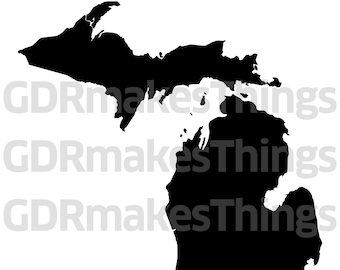 Michigan state shape - Instant Digital Download includes B/W versions, 12 total files: 2 dxf, 2 eps, 2 pdf, 2 svg, 2 png, and 2 jpg files