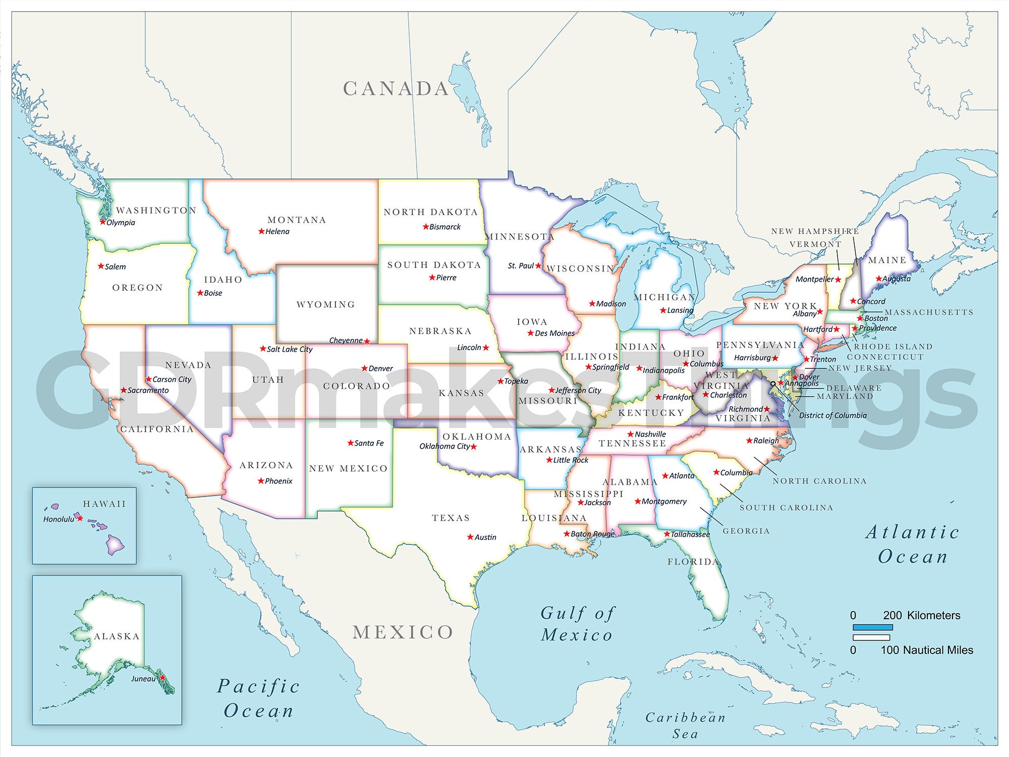 Digital Political Map Of The United States Of America Including All 50 Il Fullxfull.3889453218 1w4y 