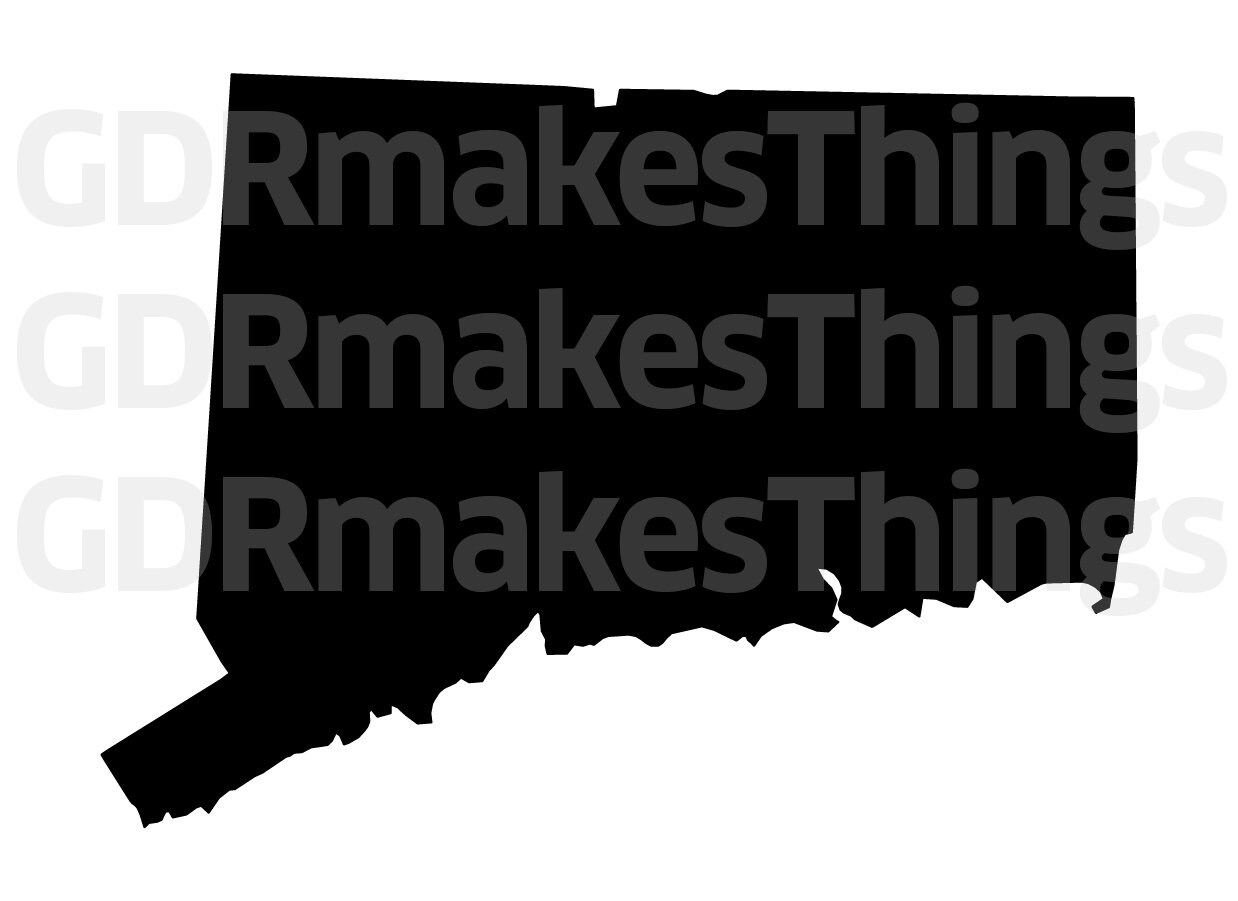 Connecticut state shape - Instant Digital Download includes B/W versions, 12 total files: 2 dxf, 2 eps, 2 pdf, 2 svg, 2 png, and 2 jpg files