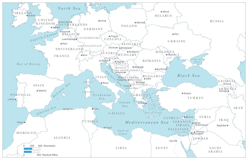High Resolution Digital Color Map of the Mediterranean Sea and