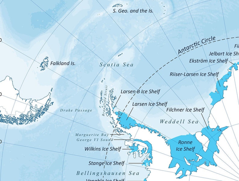 Carte numérique de l'Antarctique à télécharger | Carte haute résolution pour auto-impression image 2