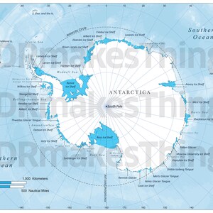 Digitale Karte von Antarktis zum Download | Hochauflösende Landkarte zum selbst ausdrucken