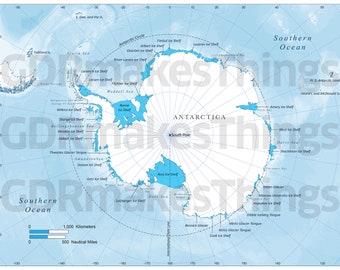 Digital map of Antarctica for download | High-Resolution map for self-printing