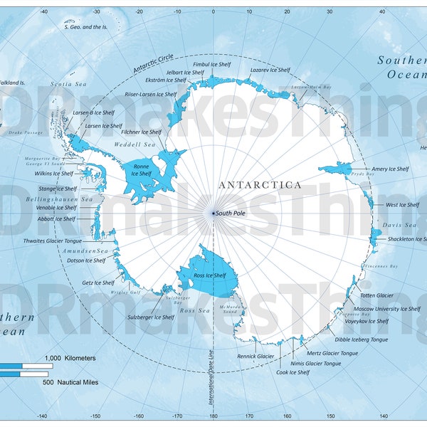 Mapa digital de la Antártida para descargar / Mapa de alta resolución para autoimprimir