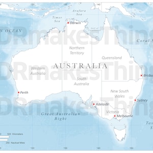 Mapa digital de Australia para descargar / Mapa de alta resolución para autoimpresión