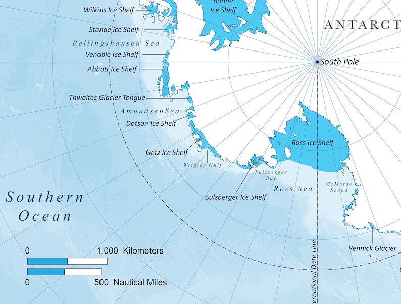 Carte numérique de l'Antarctique à télécharger | Carte haute résolution pour auto-impression image 10