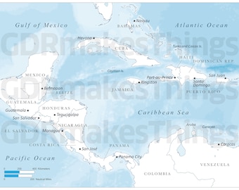 Carte numérique de l’Amérique centrale et des Caraïbes | Cartes haute résolution pour l’auto-impression