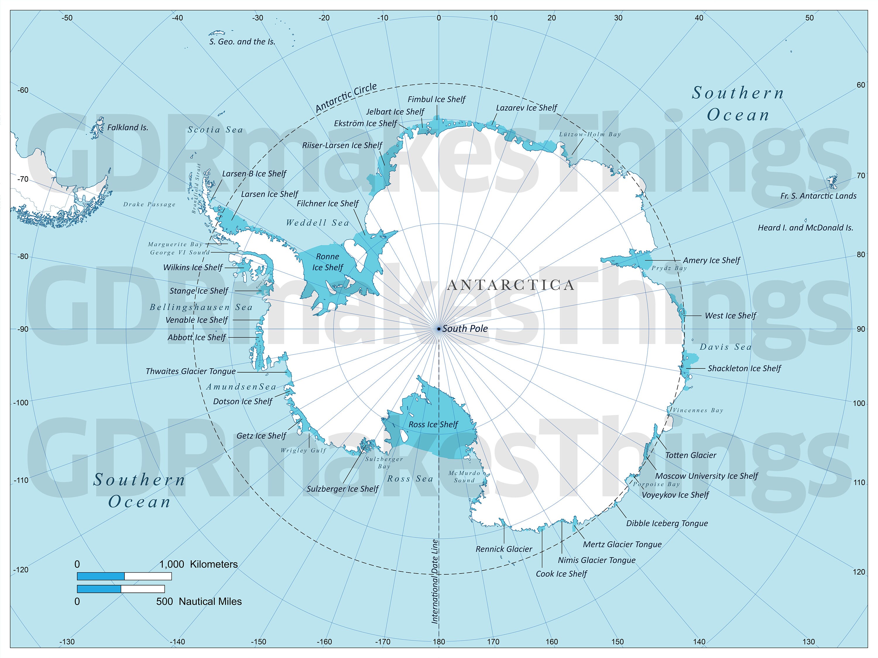 Digital map of Antarctica for download | High-Resolution map for self-printing