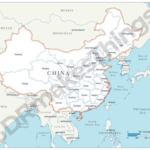 Digital map of China and Provinces of the People's Republic of China for download | High-Resolution map for self-printing