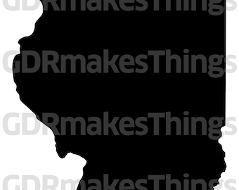 Illinois state shapes - Instant Digital Download includes B/W versions, 12 total files: 2 dxf, 2 eps, 2 pdf, 2 svg, 2 png, and 2 jpg files