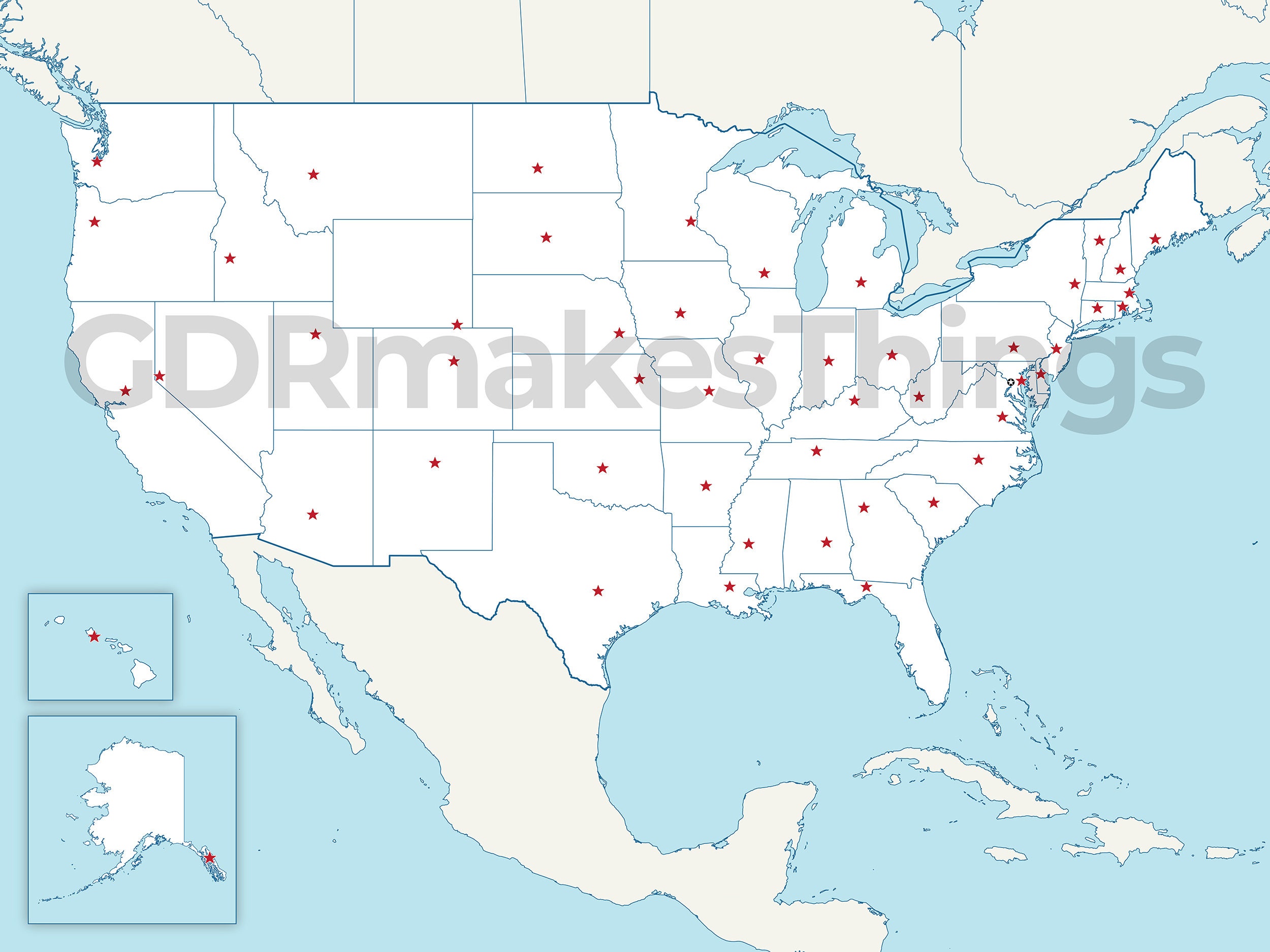 Mapa De Los Estados Unidos Sin Nombres