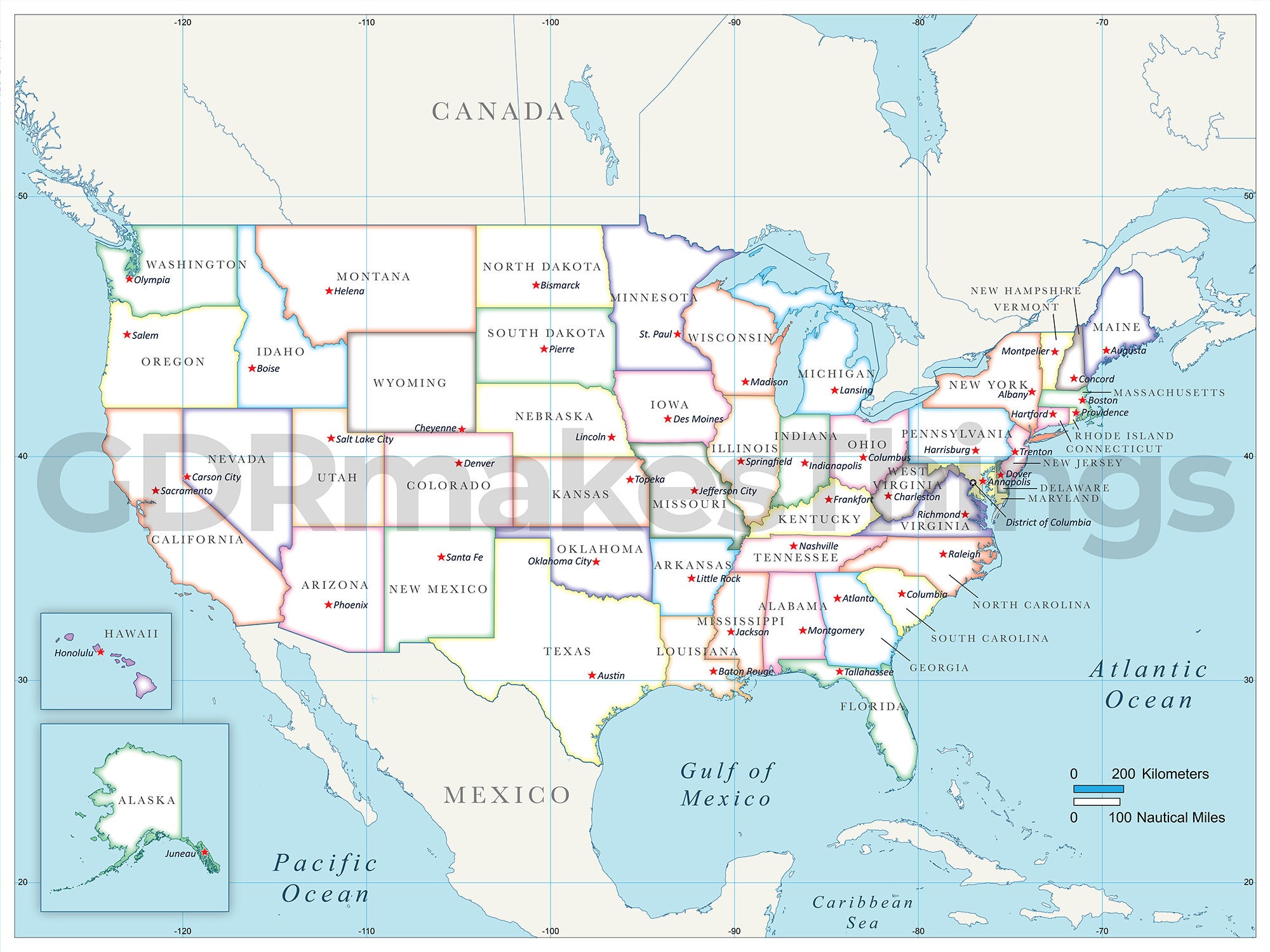 Digital Political Map Of The United States Of America Including All 50 Il Fullxfull.3889461474 My79 