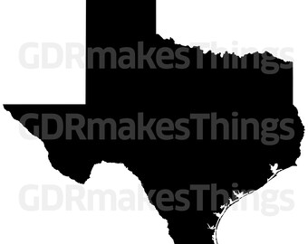 Forma dello stato del Texas - Instant Digital Download include versioni in bianco e nero, 12 file totali: 2 dxf, 2 eps, 2 pdf, 2 svg, 2 png e 2 file jpg