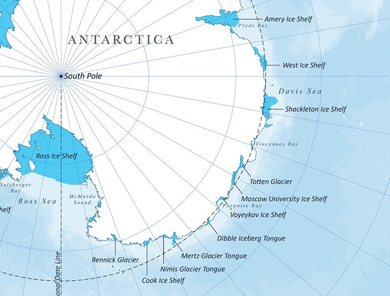 Carte numérique de l'Antarctique à télécharger | Carte haute résolution pour auto-impression image 4