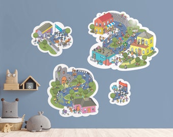 A set of four playful wall decals for children's room