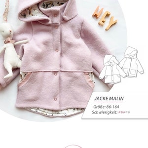 Children's coat Malin size. 86-164, digital sewing pattern, winter coat, wool walk, fleece image 2