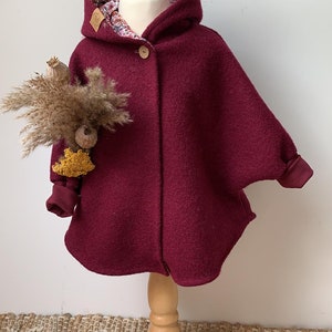 Cape jacket Maria size. 86-134, digital sewing pattern for children, wool jacket, rabbit ears, hooded jacket image 3