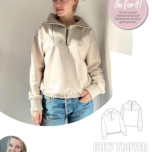 Half-Zip Jumper Size XS-XXL, Sewing instruction & Pattern