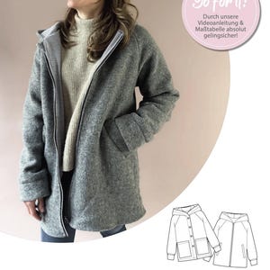 Women&#39;s jacket Loulu size 34-52, digital sewing pattern, teddy jacket, fleece jacket, softshell jacket, GERMAN