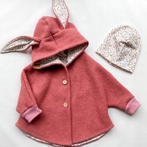 Cape jacket Maria size. 86-134, digital sewing pattern for children, wool jacket, rabbit ears, hooded jacket image 4