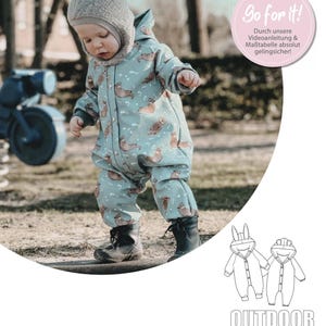 Softshell Outdoor Overall Emmi Size 74-122 (EU), Sewing Pattern & Instructions
