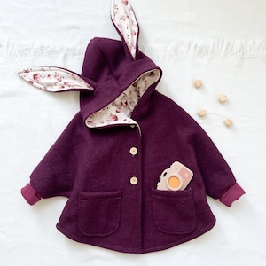 Cape jacket Maria size. 86-134, digital sewing pattern for children, wool jacket, rabbit ears, hooded jacket image 6