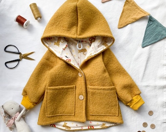 Kinderjacke Loulu Gr. 74-122, digitales Schnittmuster, Herbstjacke aus Wollwalk oder Fleece