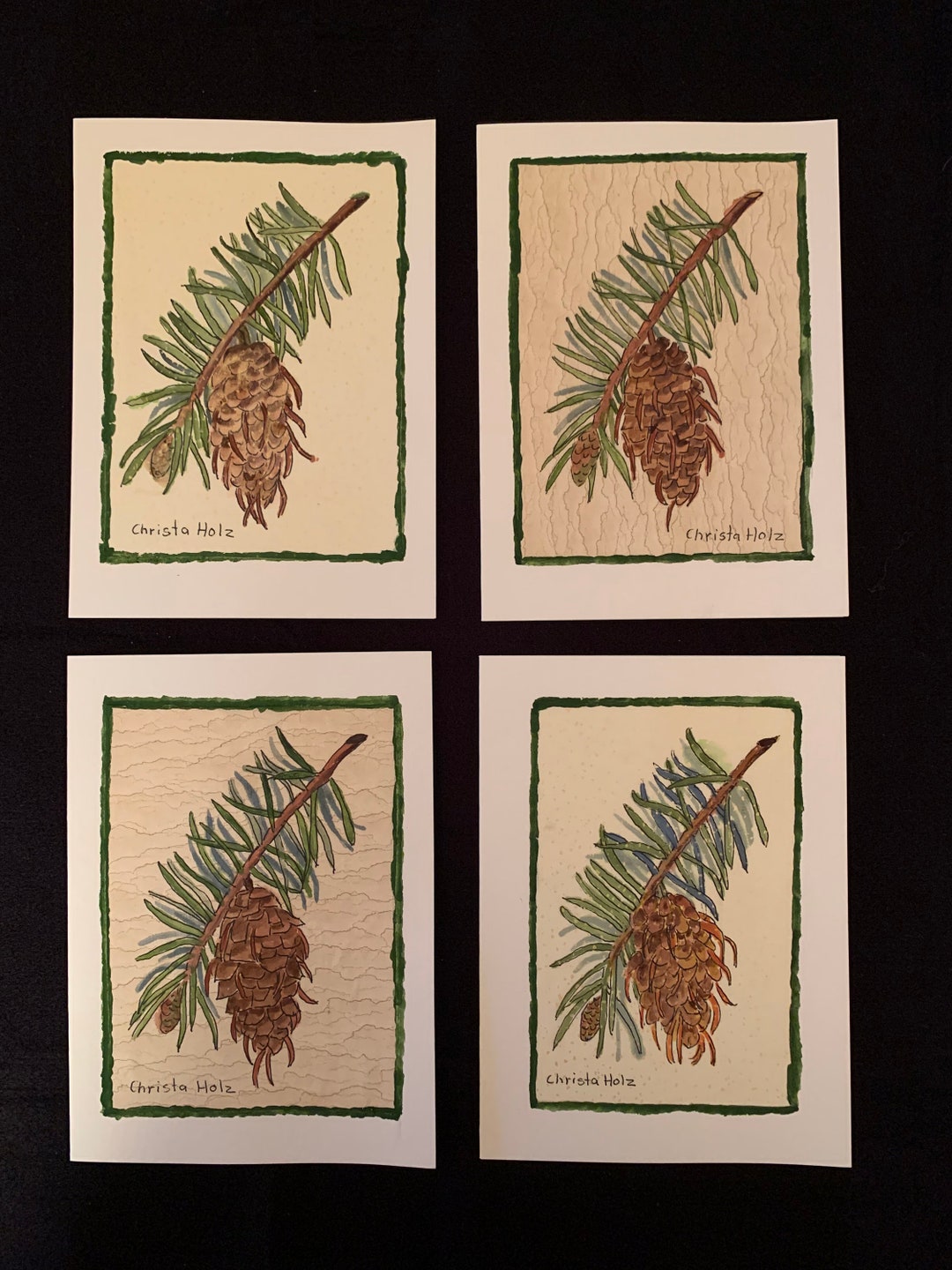 Pine Cone Set of 4 - Blank Greeting Cards - Etsy