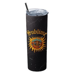 Sublime Marbled Tumbler with Sun Design – Black Drinkware for Fans
