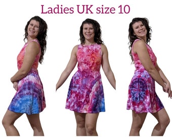 Pink-blue tie dye dress - UK size 10