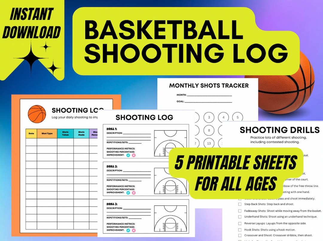 basketball-shooting-log-printable-for-kids-shooting-log-journal-etsy for Free Printable Basketball Shot Chart Basketball Shooting Log Printable for Kids: Shooting Log Journal - Etsy for Free Printable Basketball Shot Chart