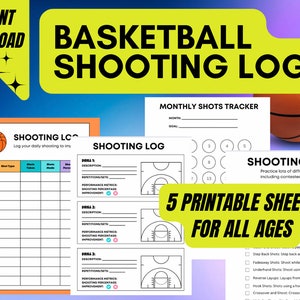 Afdrukbaar schietlogboek basketbal voor kinderen: schietlogboek