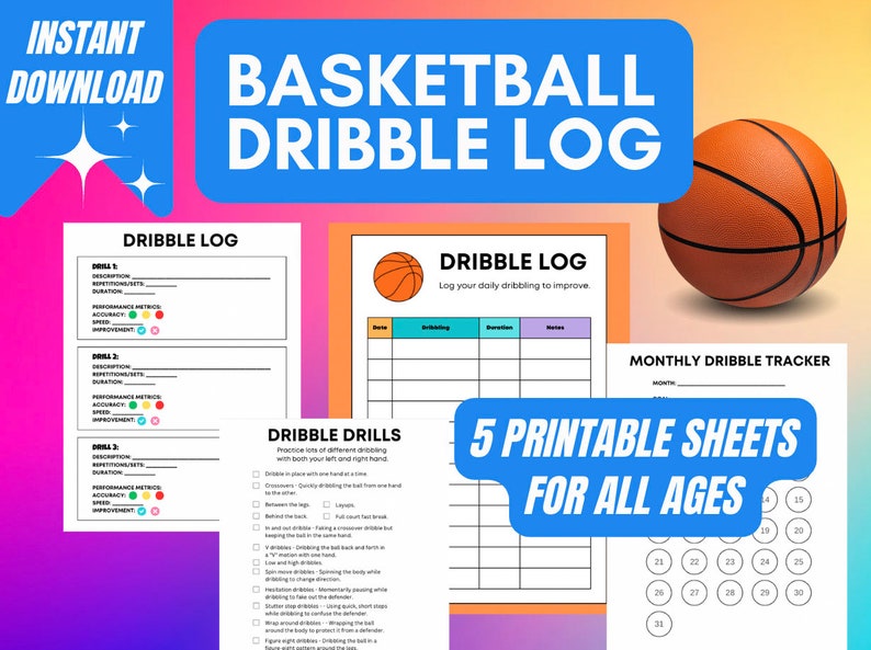 Basketball Dribble Log Printable for Kids: Dribbling Log Journal - Etsy